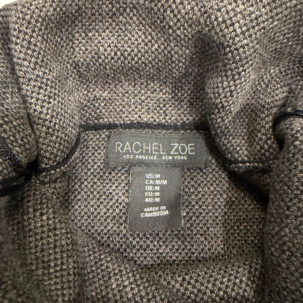 Rachel Zoe Womens Camo Knit Funnel Neck Drawstring Sweater Olive Black Medium - Picture 4 of 6
